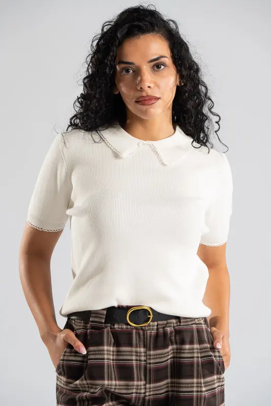 Blouse Thread Rib Collar