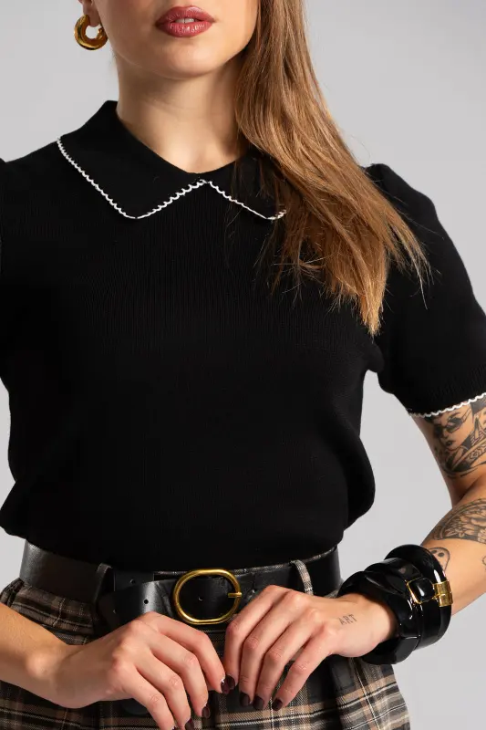 Blouse Thread Rib Collar