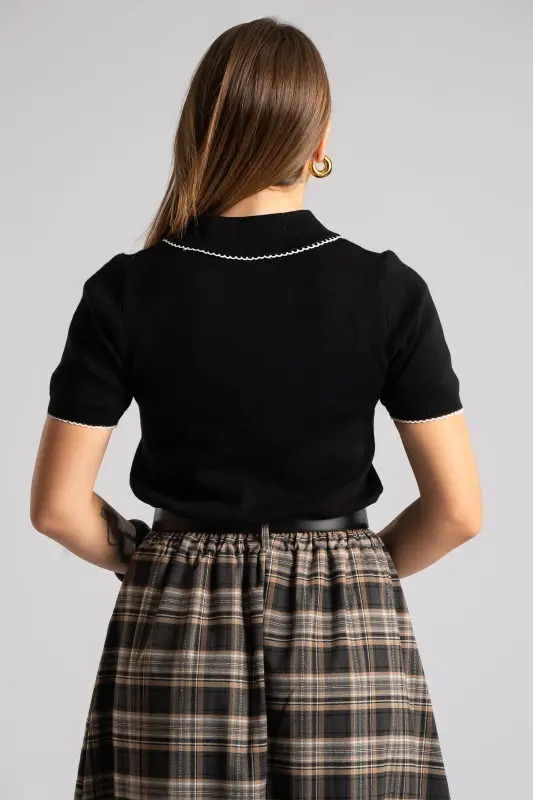 Blouse Thread Rib Collar