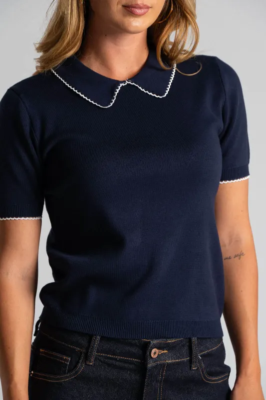 Blouse Thread Rib Collar