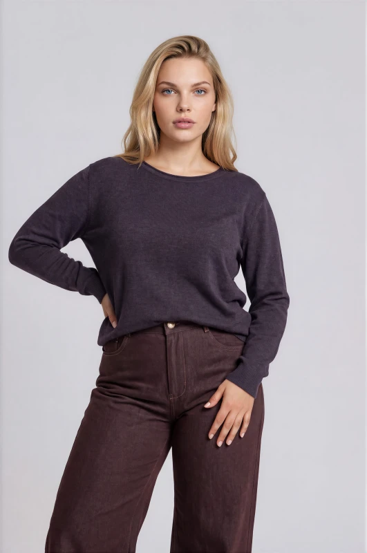 Blouse Knitted Rib Hem 