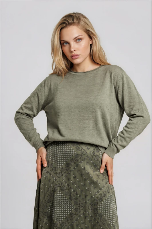 Blouse Knitted Rib Hem 