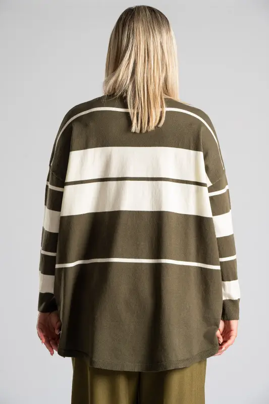 Striped Knitted Blouse Rib Finish
