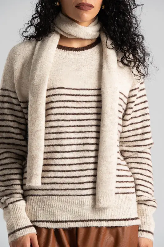 Blouse Thread Stripes Scarf