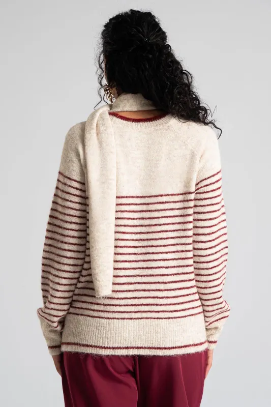 Blouse Thread Stripes Scarf
