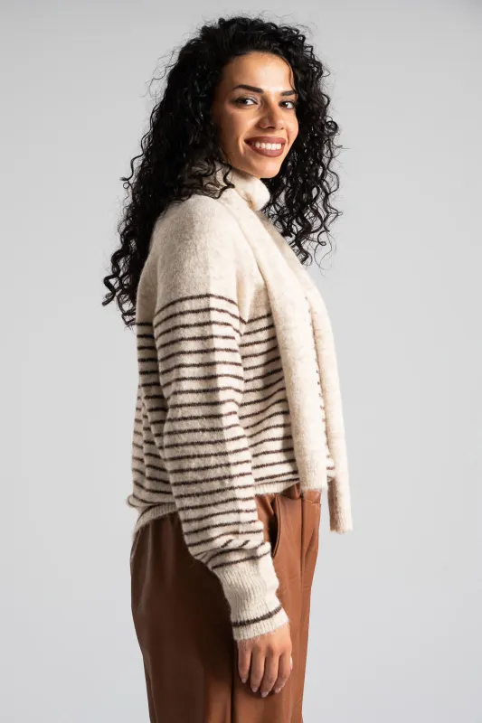 Blouse Thread Stripes Scarf