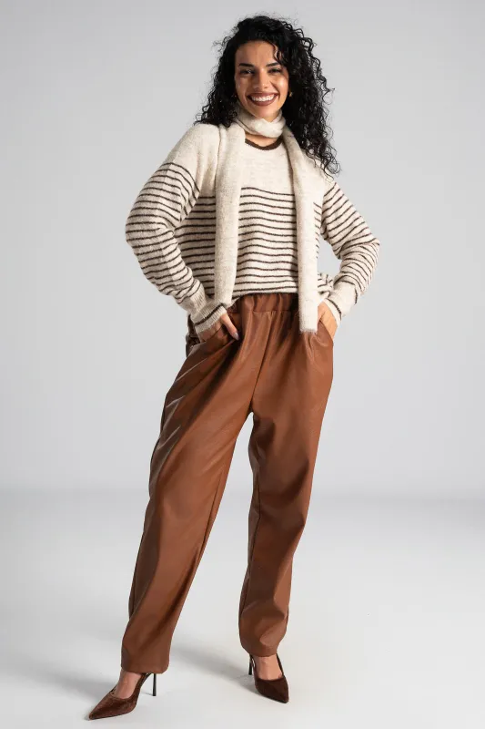 Blouse Thread Stripes Scarf