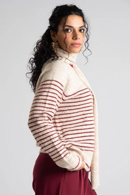 Blouse Thread Stripes Scarf