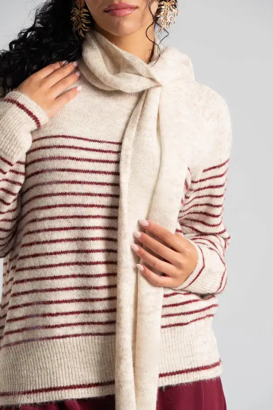 Blouse Thread Stripes Scarf