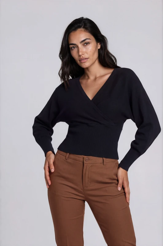 Blouse Knit V-Neck
