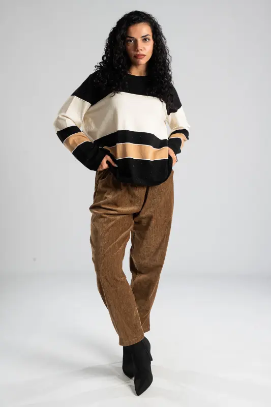 Blouse Leather Gold Thread Stripes