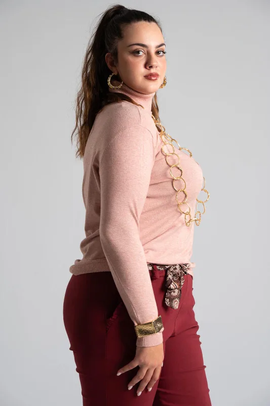 Blouse Basic Knitted Turtleneck 