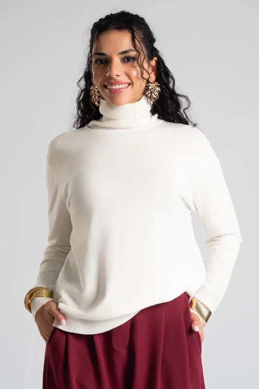 Blouse Basic Knitted Turtleneck 