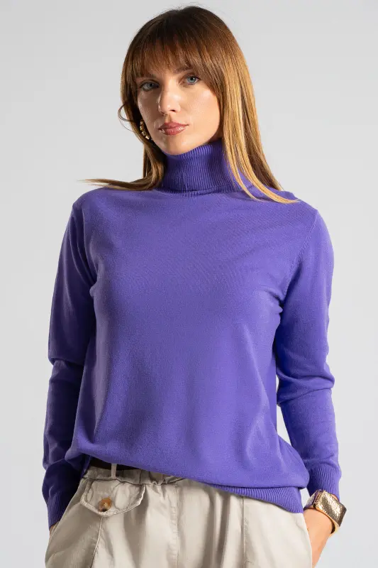 Blouse Basic Knitted Turtleneck 
