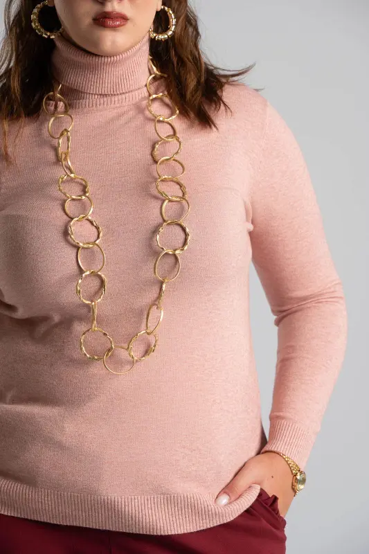 Blouse Basic Knitted Turtleneck 