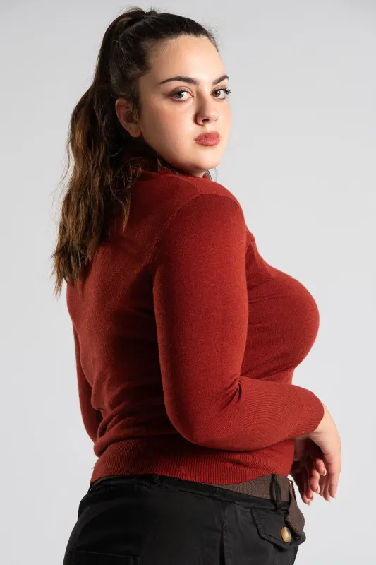 Blouse Basic Knitted Turtleneck 