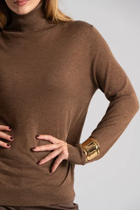 Blouse Basic Knitted Turtleneck 