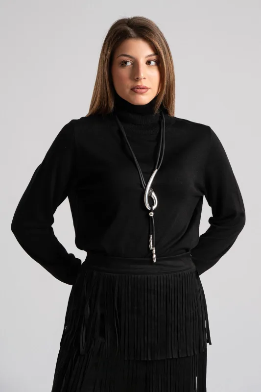 Blouse Basic Knitted Turtleneck 