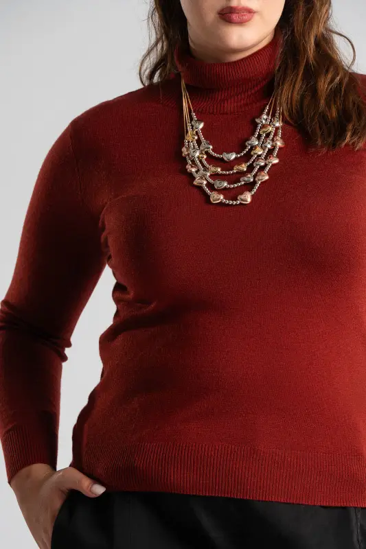 Blouse Basic Knitted Turtleneck 