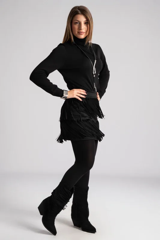 Blouse Basic Knitted Turtleneck 