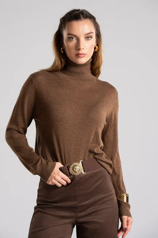 Blouse Basic Knitted Turtleneck 