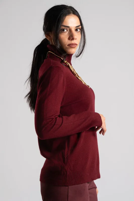 Knitted Blouse Turtleneck Heart