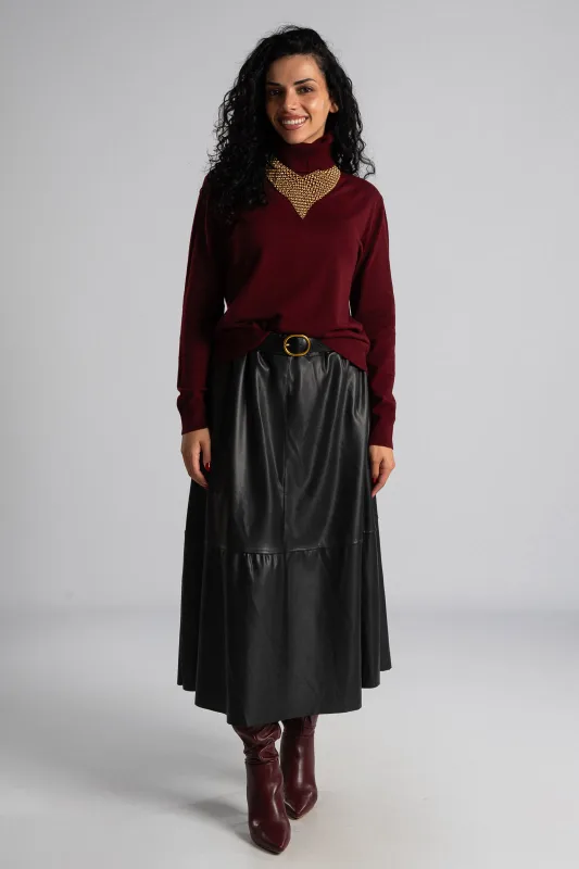 Knitted Blouse Turtleneck Heart