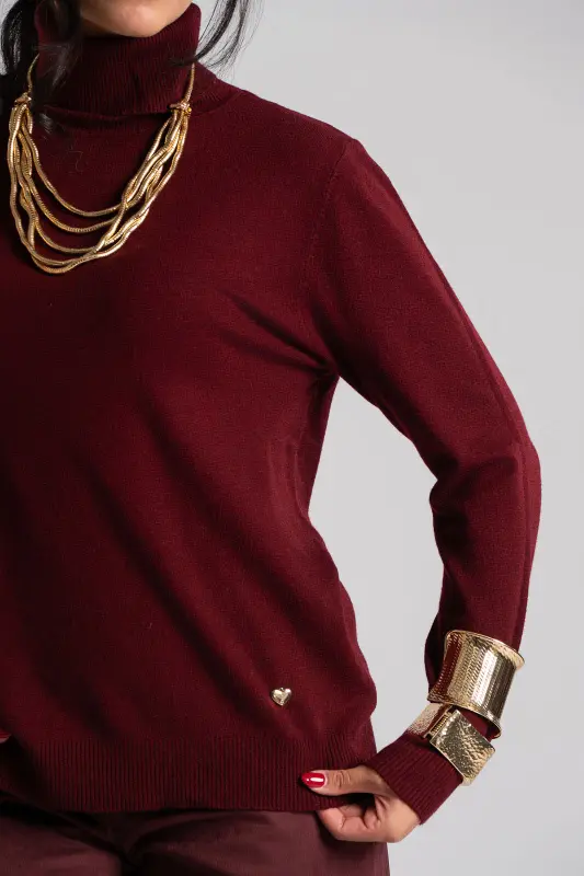 Knitted Blouse Turtleneck Heart