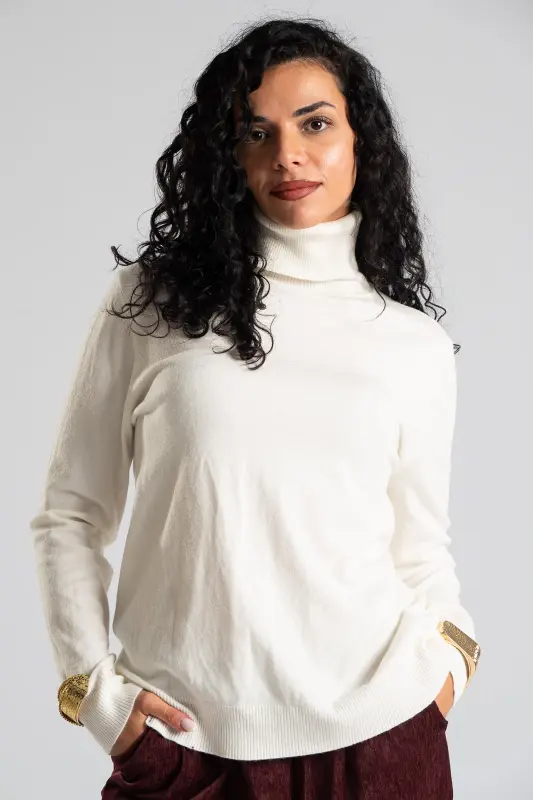 Knitted Blouse Turtleneck Heart