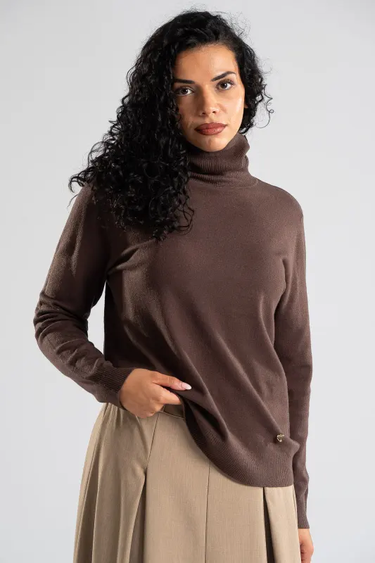 Knitted Blouse Turtleneck Heart