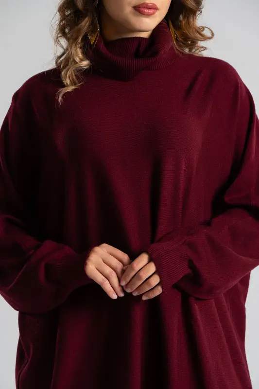 Blouse Leather Turtleneck Solid Color