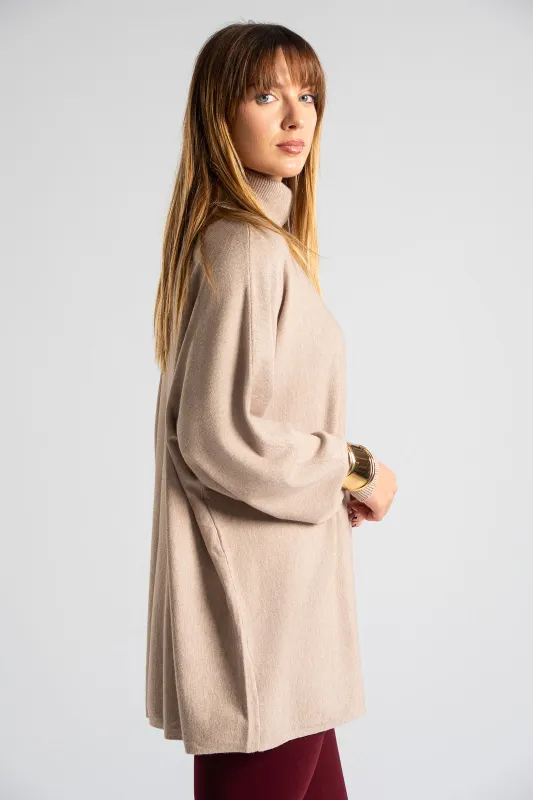 Blouse Leather Turtleneck Solid Color