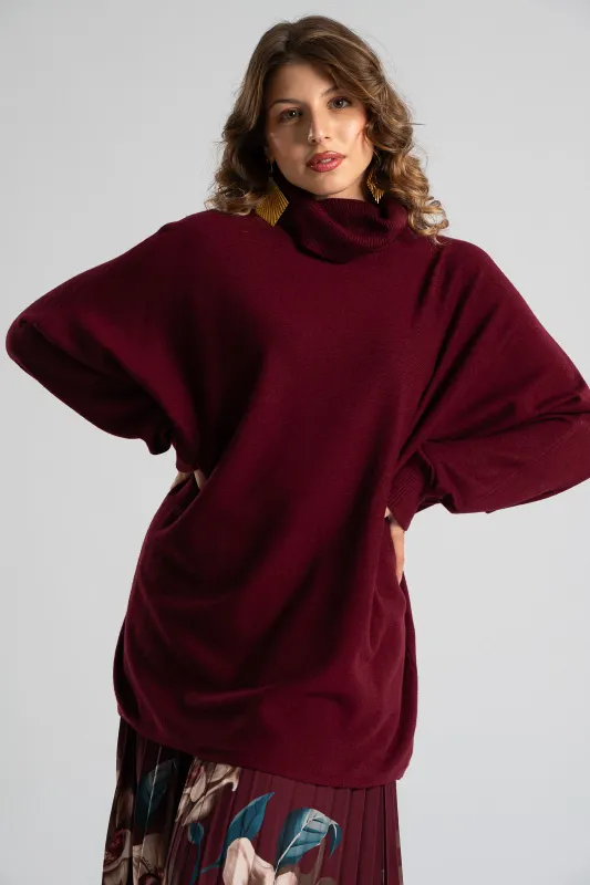 Blouse Leather Turtleneck Solid Color