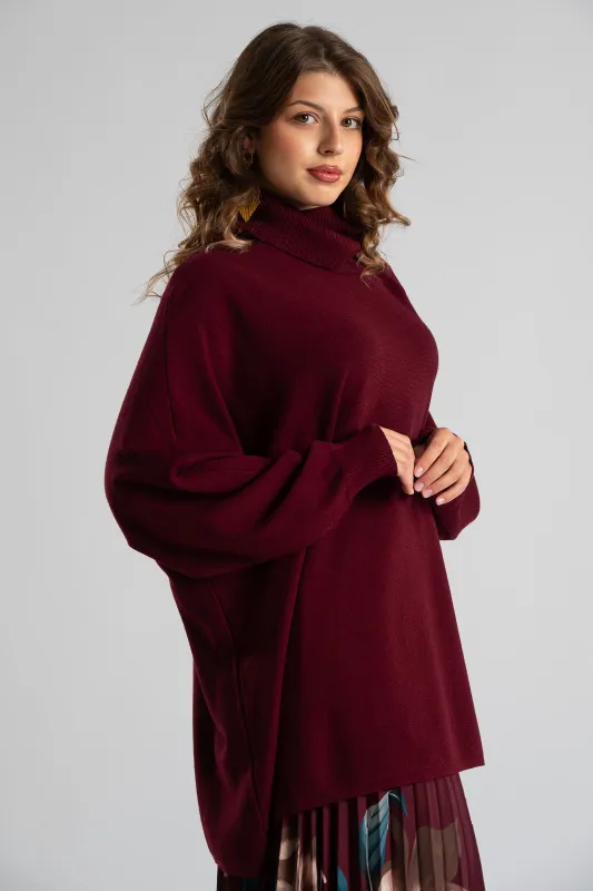 Blouse Leather Turtleneck Solid Color