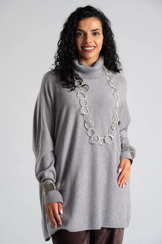 Blouse Leather Turtleneck Solid Color