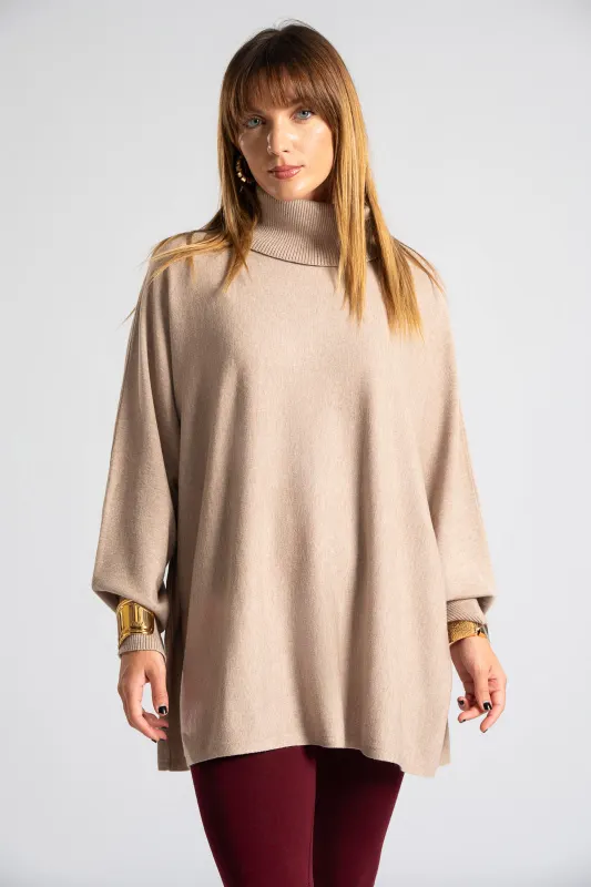 Blouse Leather Turtleneck Solid Color