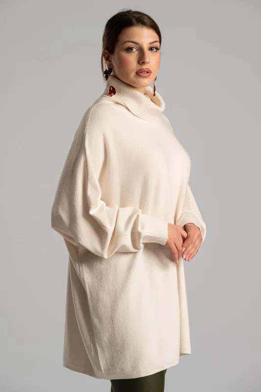 Blouse Leather Turtleneck Solid Color