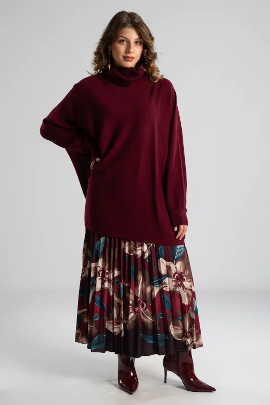 Blouse Leather Turtleneck Solid Color