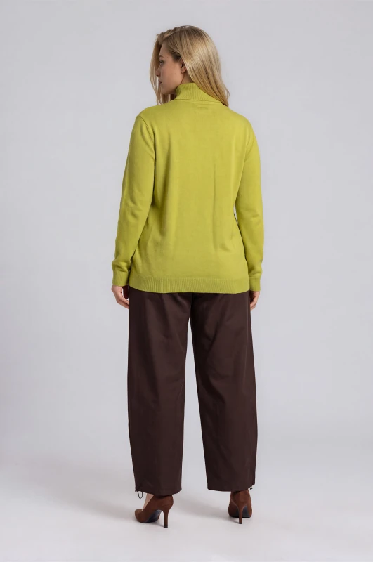 Blouse Knitted Turtleneck Solid-Color 