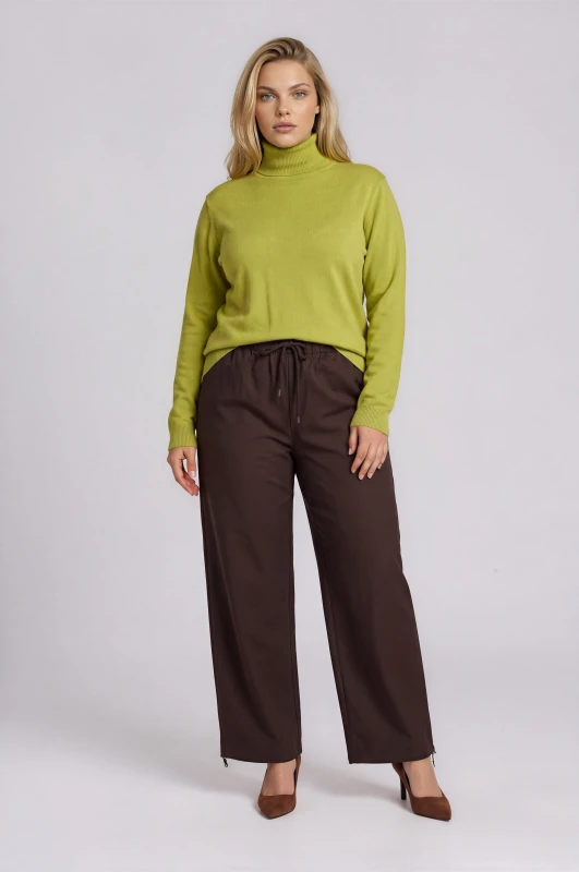 Blouse Knitted Turtleneck Solid-Color 