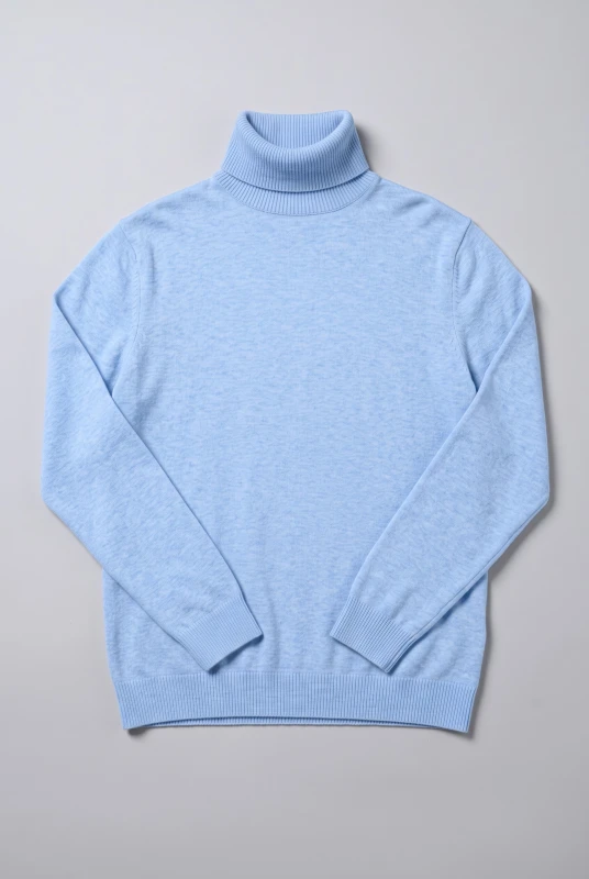 Blouse Knitted Turtleneck Solid-Color 