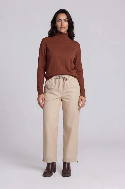Blouse Knitted Turtleneck Solid-Color 