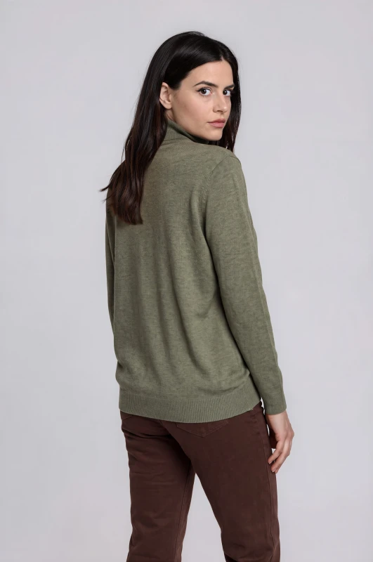 Blouse Knitted Turtleneck Solid-Color 