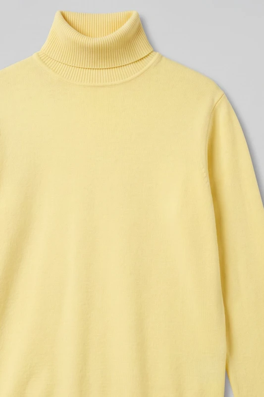 Blouse Knitted Turtleneck Solid-Color 