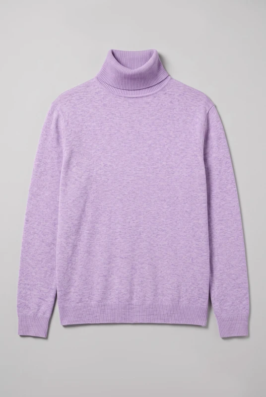 Blouse Knitted Turtleneck Solid-Color 