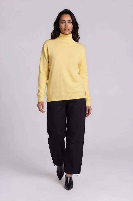 Blouse Knitted Turtleneck Solid-Color 