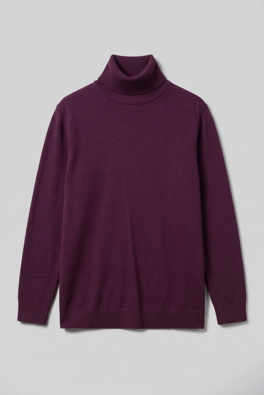 Blouse Knitted Turtleneck Solid-Color 