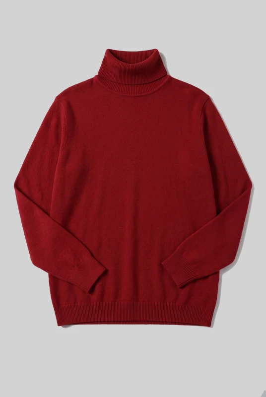 Blouse Knitted Turtleneck Solid-Color 