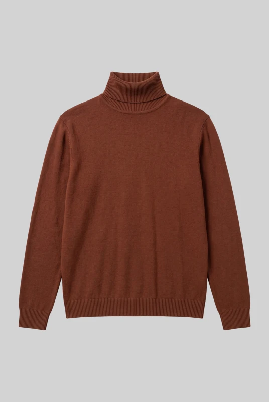 Blouse Knitted Turtleneck Solid-Color 