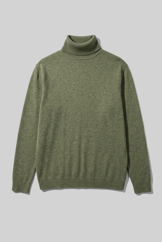 Blouse Knitted Turtleneck Solid-Color 